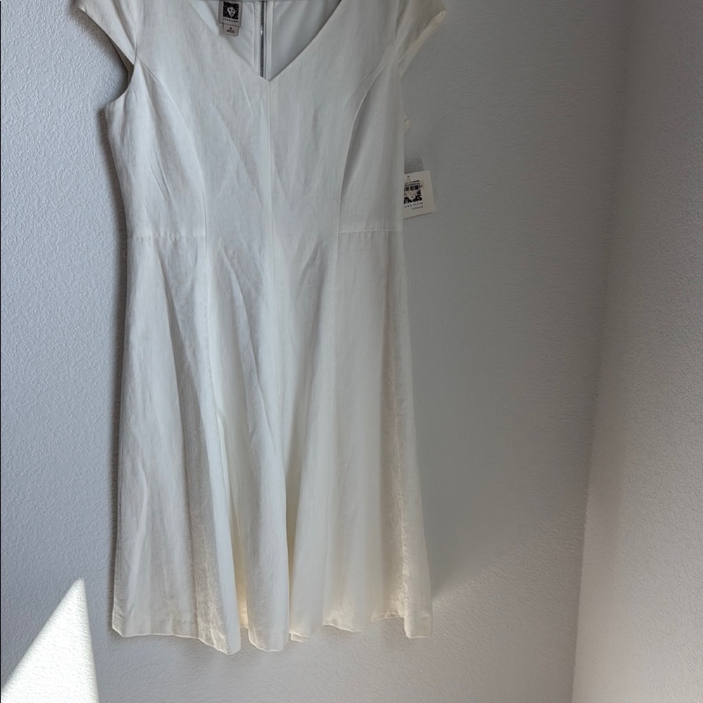 Anne Klein Cream Flutter Sleeve Midi Dress for Weddings - Picture 8 of 11